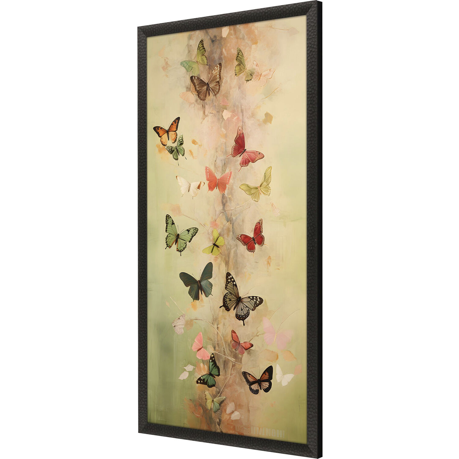 Butterfly Tower Green and Orange and Pink and Red Framed Art