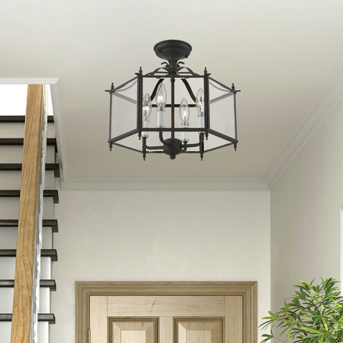 Livingston 4 Light 16 inch Black with Brushed Nickel Accents Convertible Pendant / Semi-Flush Ceiling Light