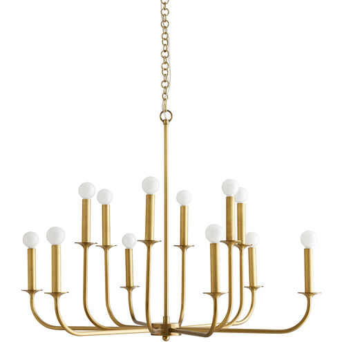 Breck 12 Light 36 inch Antique Brass Chandelier Ceiling Light, Essential Lighting