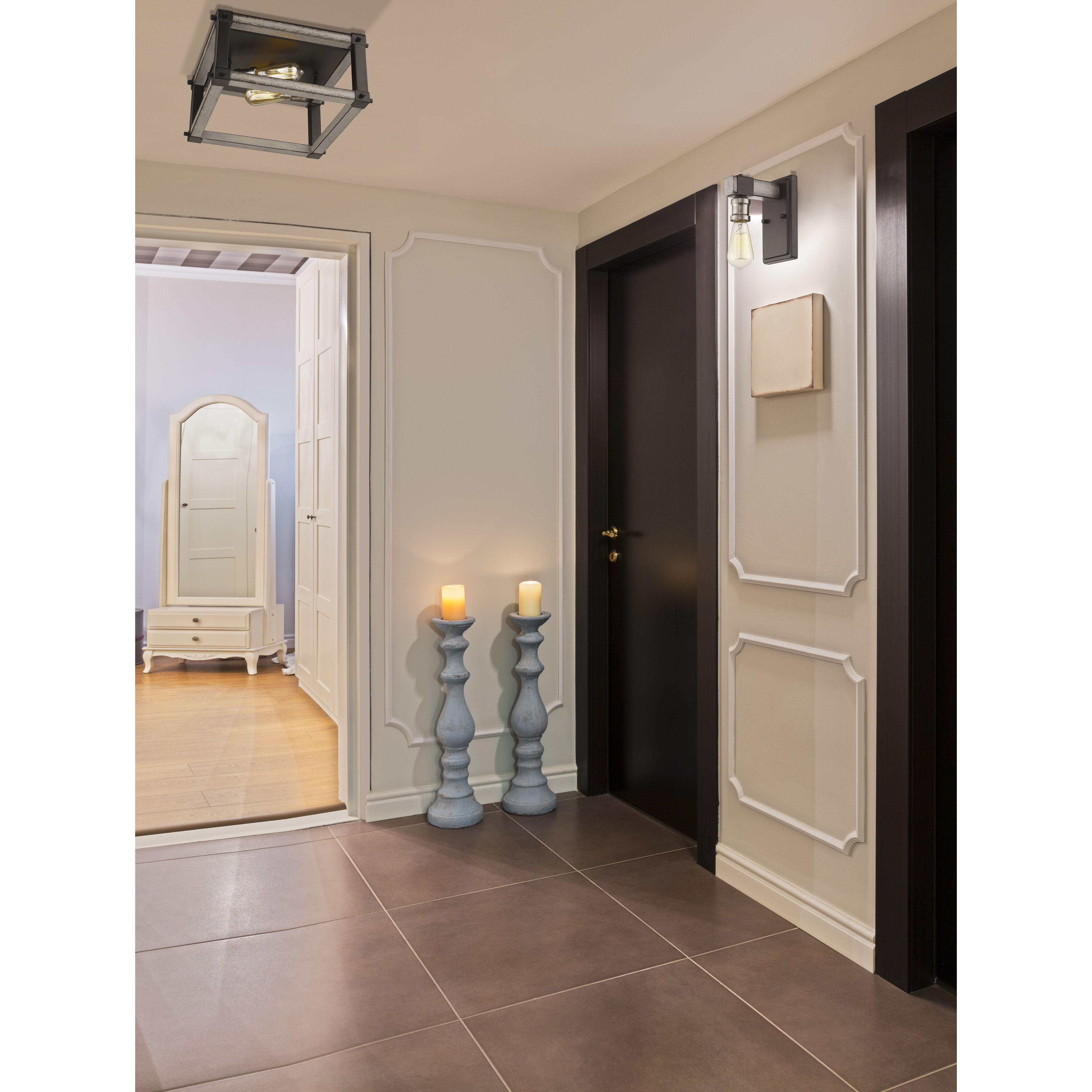 Kirkland 2 Light 12 inch Ashen Barnboard Flush Mount Ceiling Light