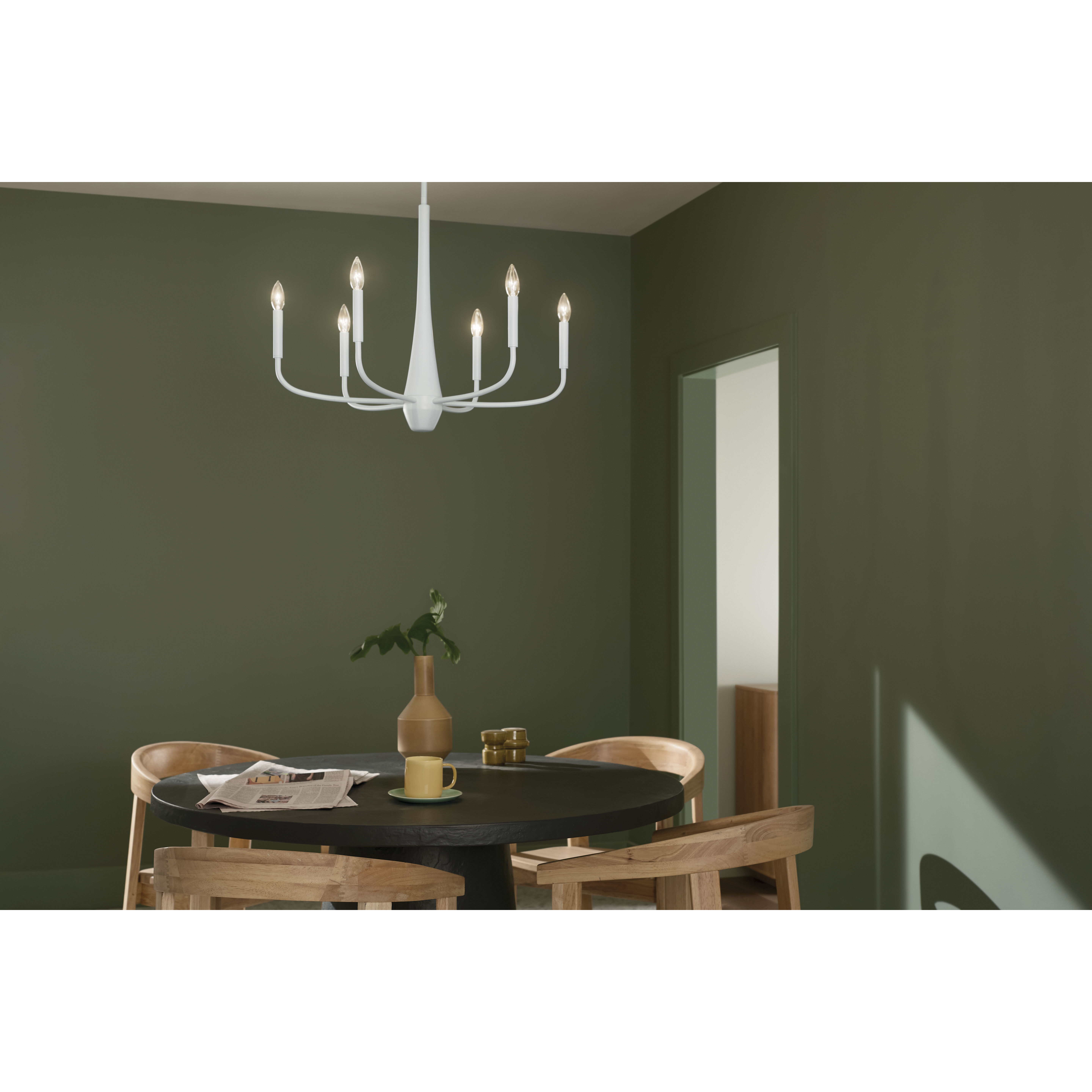 Deela LED 28 inch White Chandelier Ceiling Light