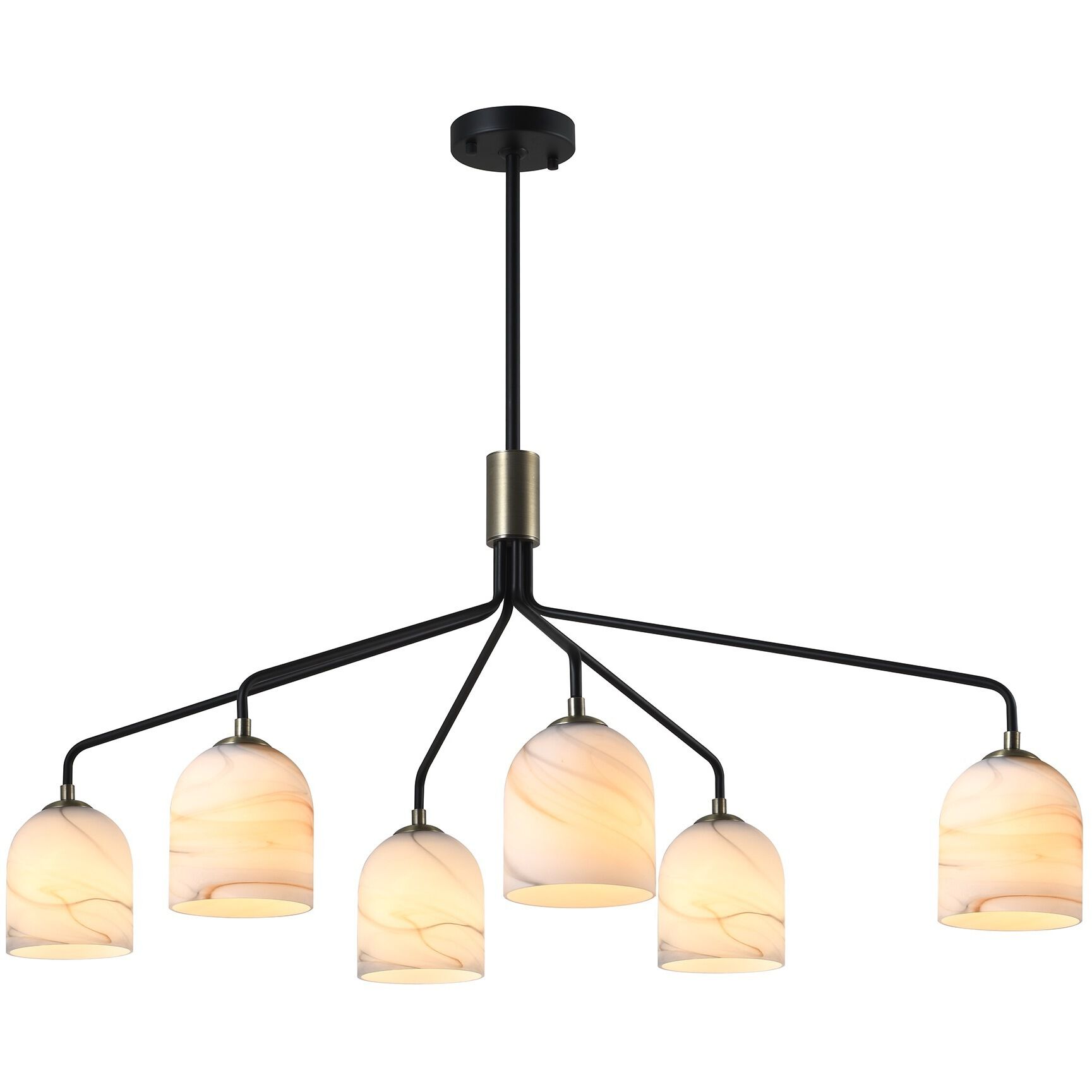 Crema 6 Light 40.55 inch Black and Brushed Brass Chandelier Ceiling Light