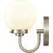 Fairbanks Sconce Wall Light in Opal Glass, Brushed Nickel