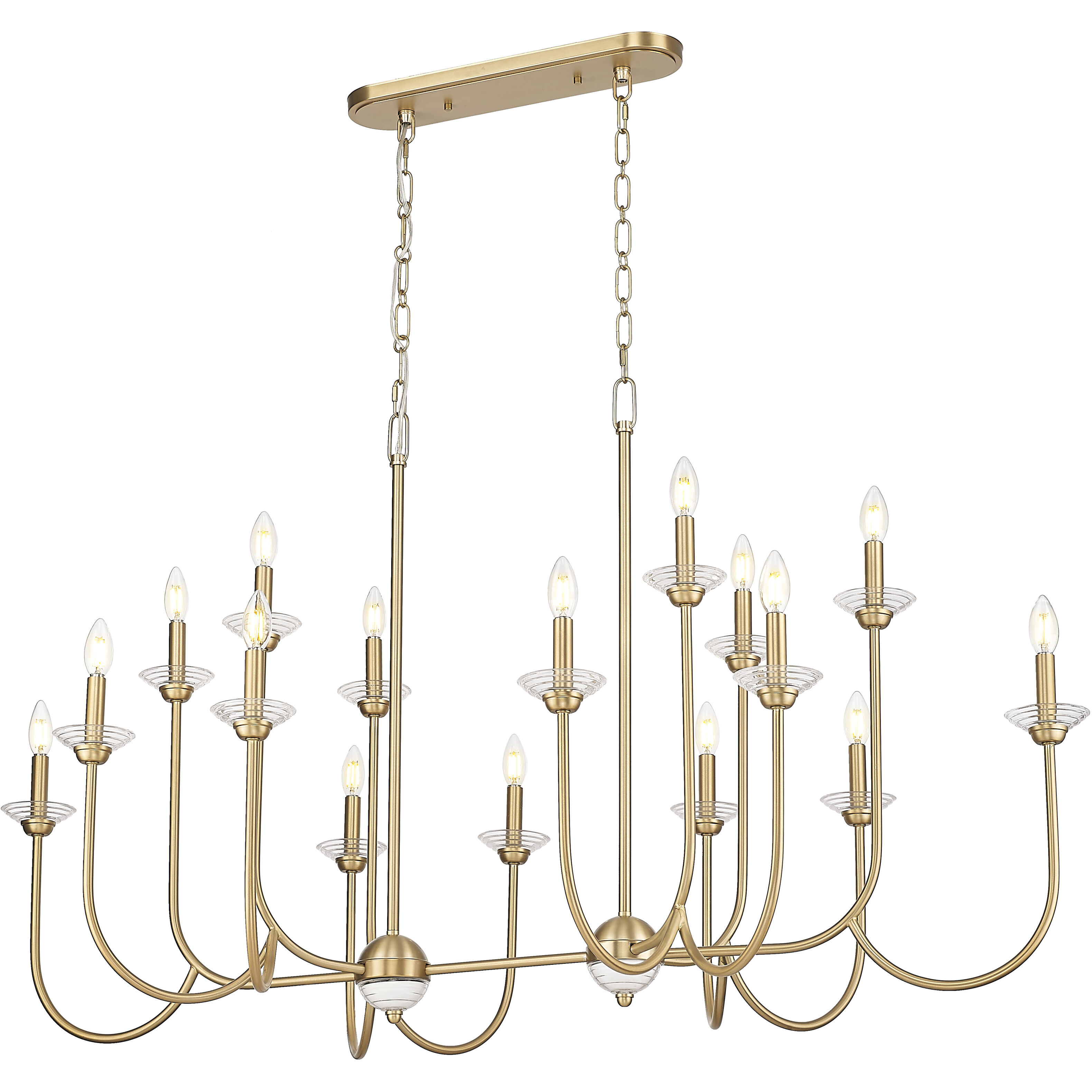 Allistair Linear Chandelier Ceiling Light in Modern Gold