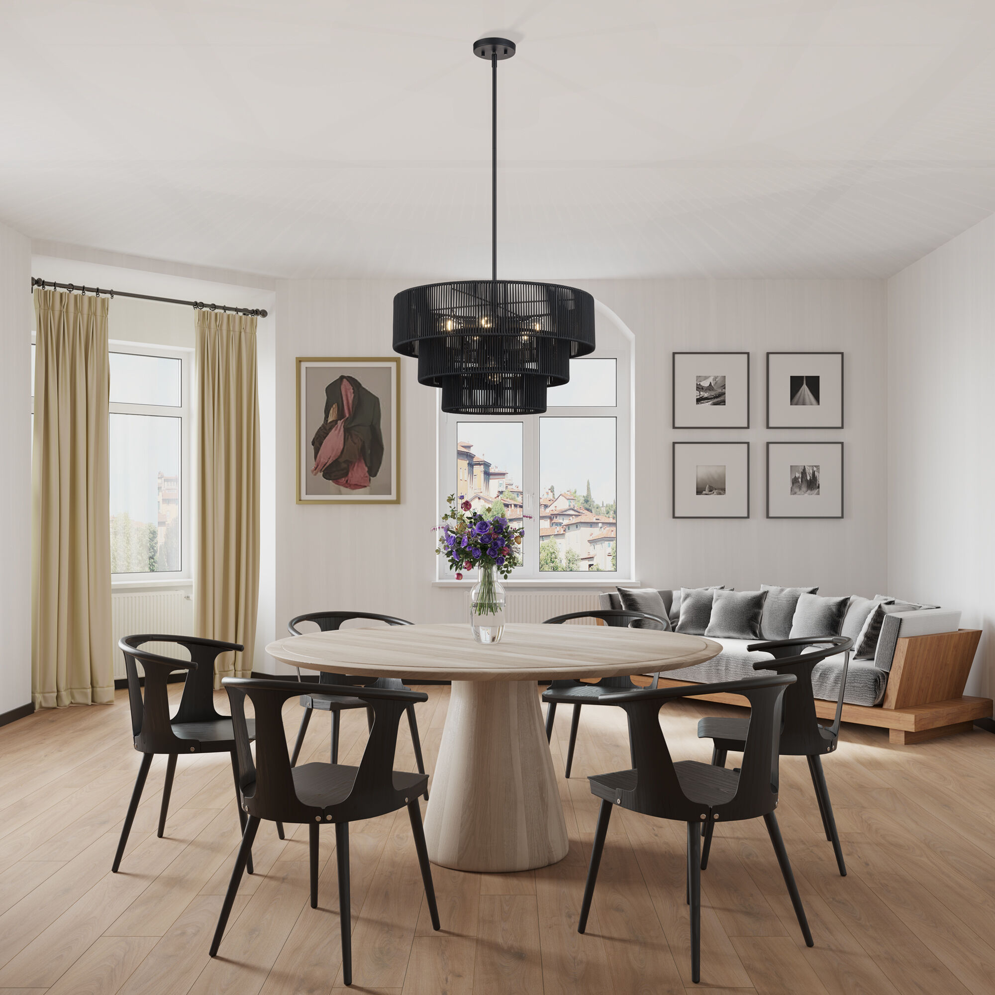 Acordia 6 Light 23 inch Black Pendant Chandelier Ceiling Light