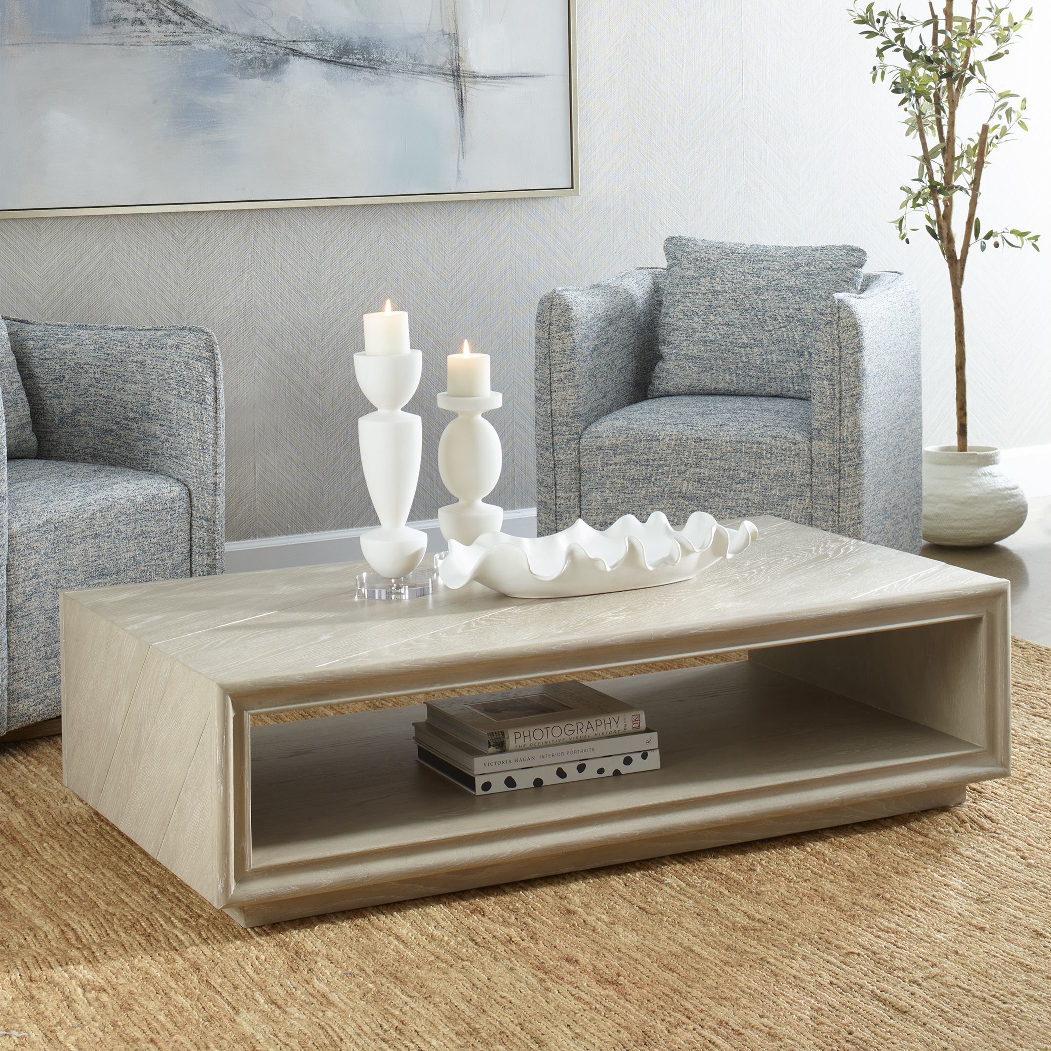 Prism 56 X 15 inch Light Oak Coffee Table