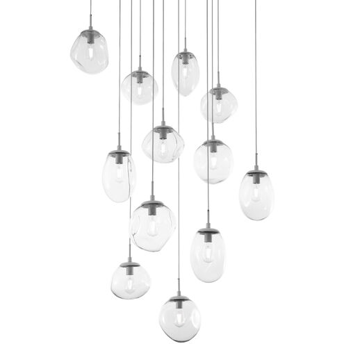 Cosmos Incandescent 9 Light 32 inch Gilded Brass Multi-Pendant Ceiling Light in Clear Cosmos, Square Multi-Port