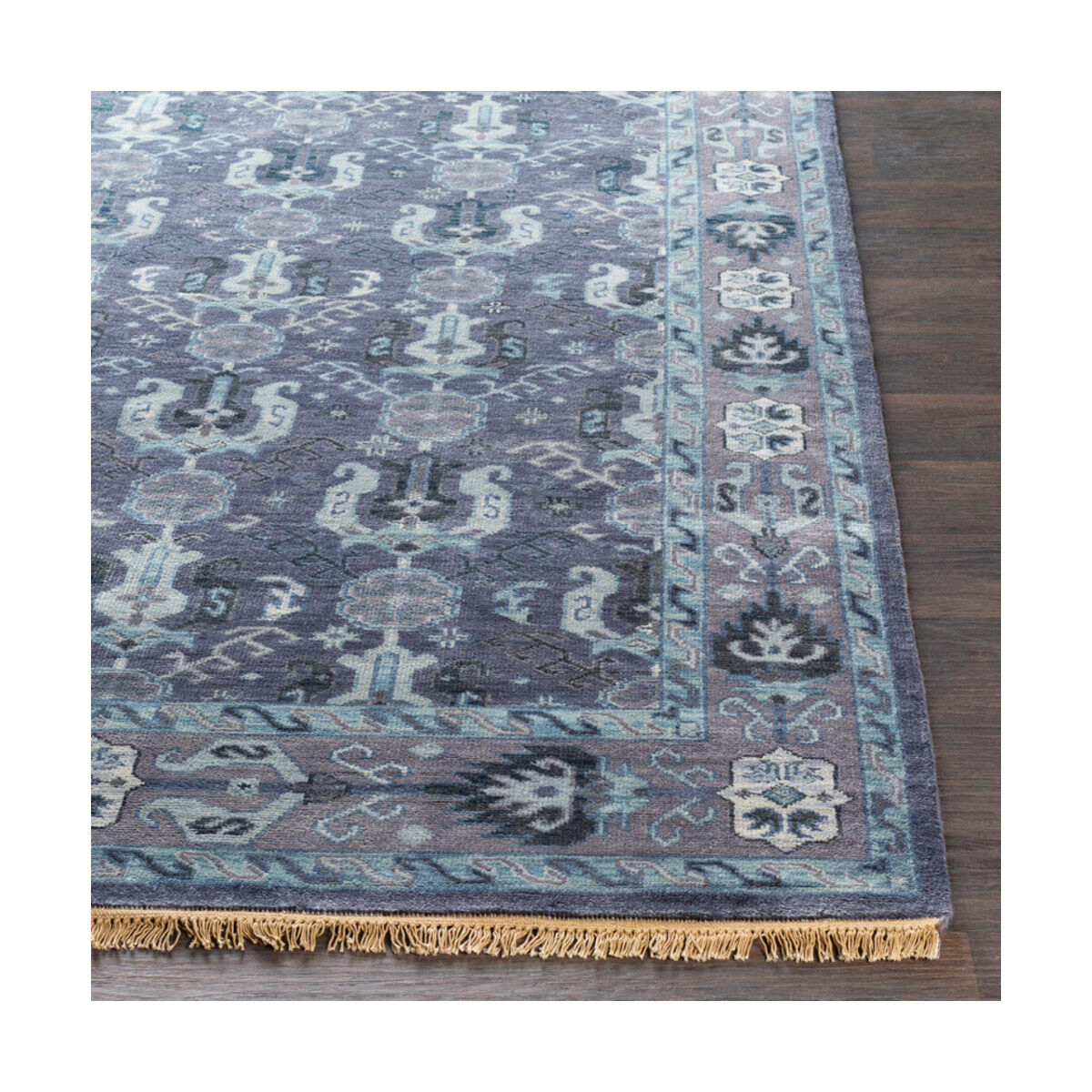 Douglas 96 X 30 inch Navy/Dark Purple/Aqua/Pale Blue Rugs, Wool