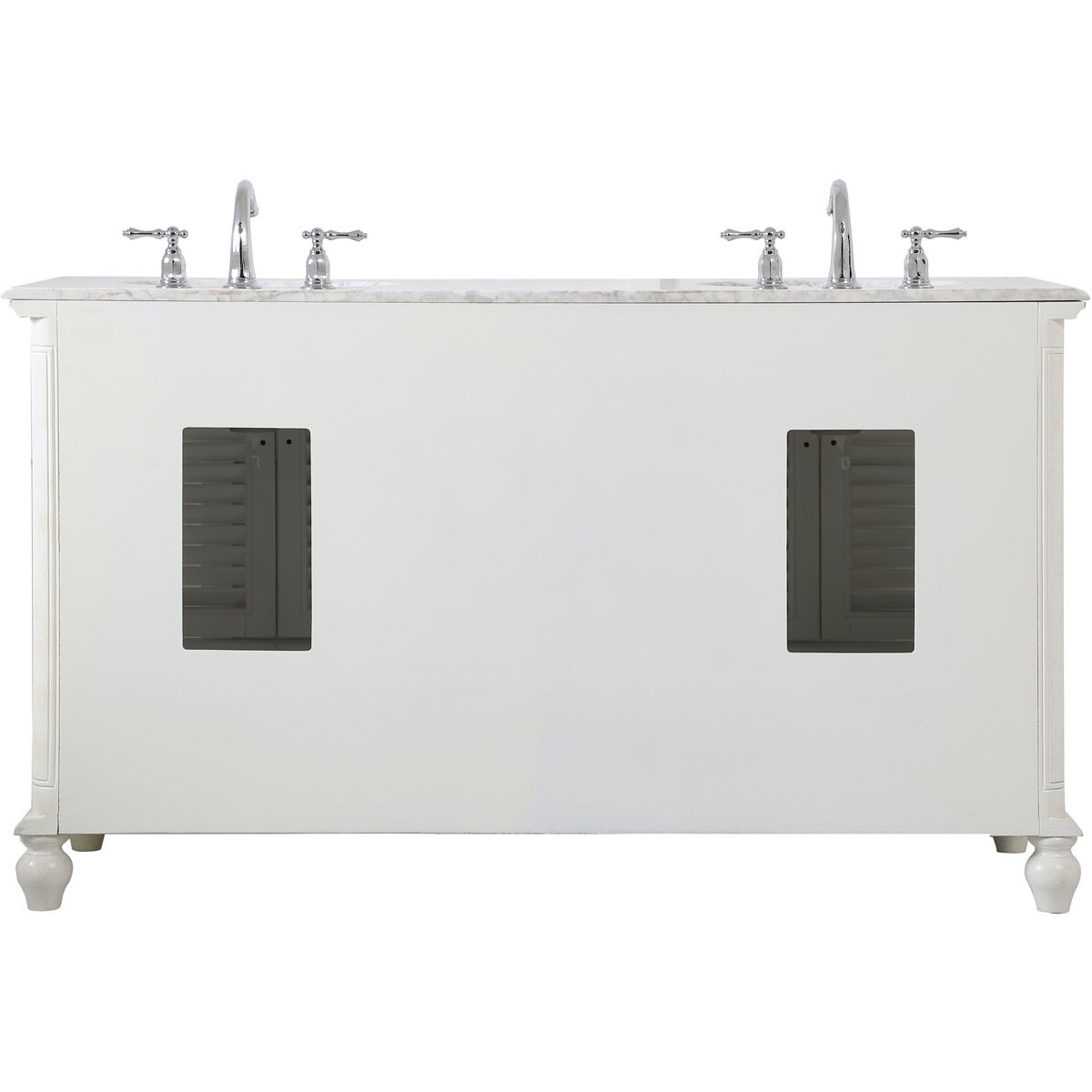 Rhodes 60 X 60 X 35 inch Antique White and Brushed Nickel Vanity Sink Set