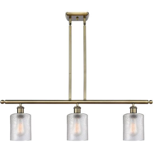 Ballston Cobbleskill 3 Light 36 inch Antique Brass Island Light Ceiling Light in Incandescent, Clear Glass, Ballston