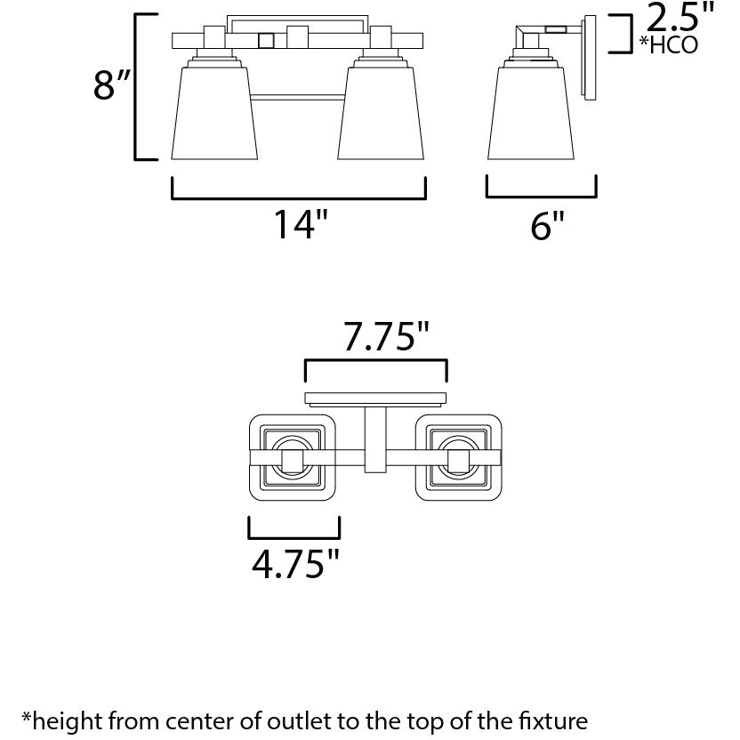 Cubos 2 Light 14 inch Satin Nickel Bath Vanity Wall Light