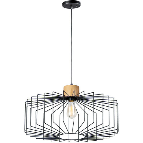 Bjorn 1 Light 23 inch Black/Natural Wood Single Pendant Ceiling Light