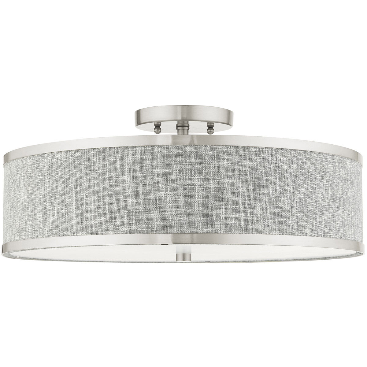Park Ridge 3 Light 18 inch Brushed Nickel Semi Flush Ceiling Light