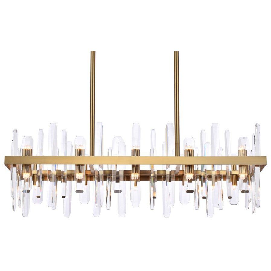 Serena 20 Light 36 inch Satin Gold Linear Chandelier Ceiling Light