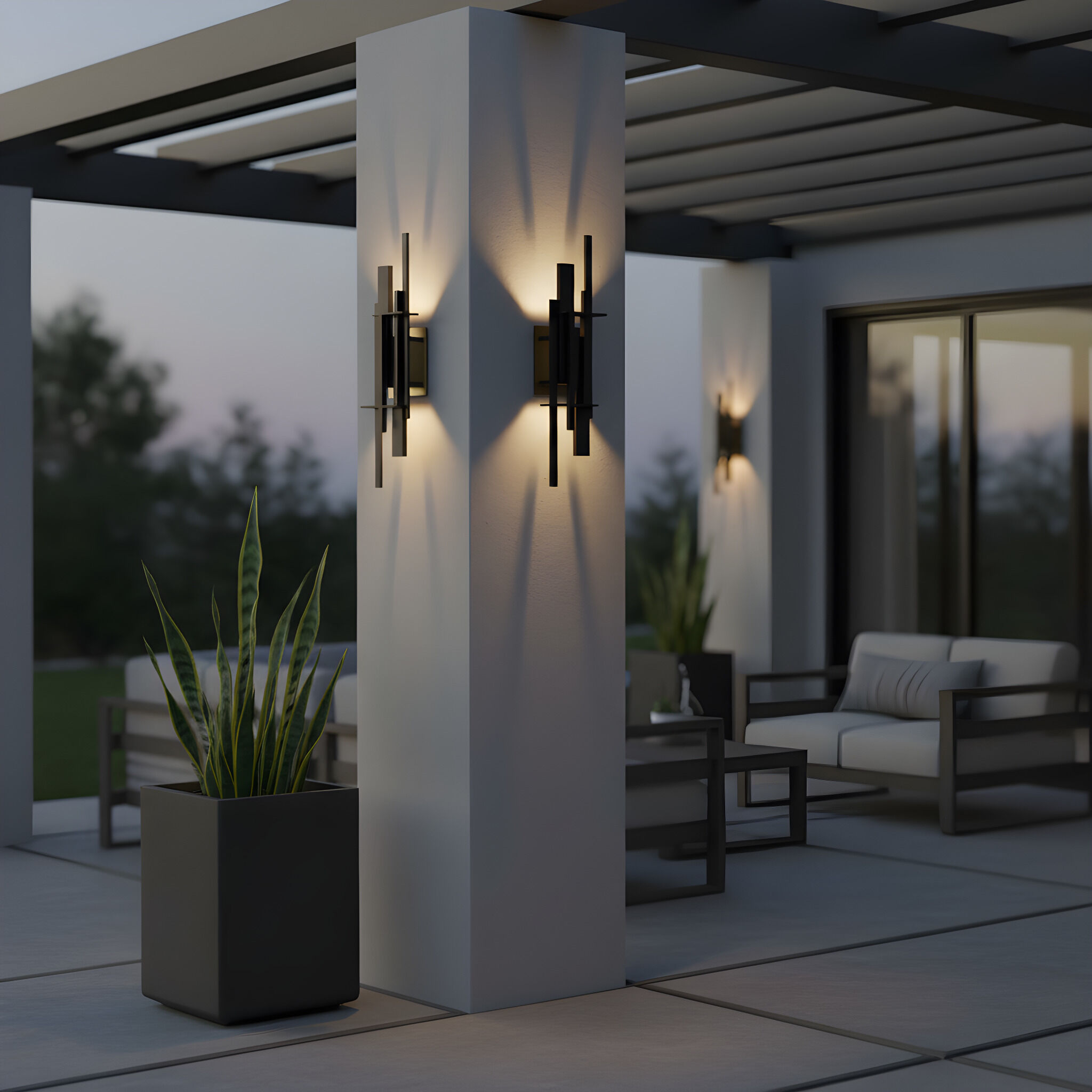 Newton LED 22 inch Earth Black Outdoor Wall Lantern