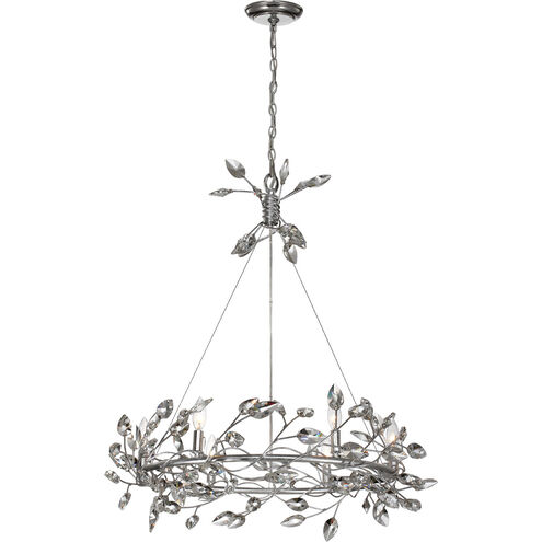 Misthaven 6 Light 32 inch Silver Leaf with Clear Crystal Chandelier Ceiling Light