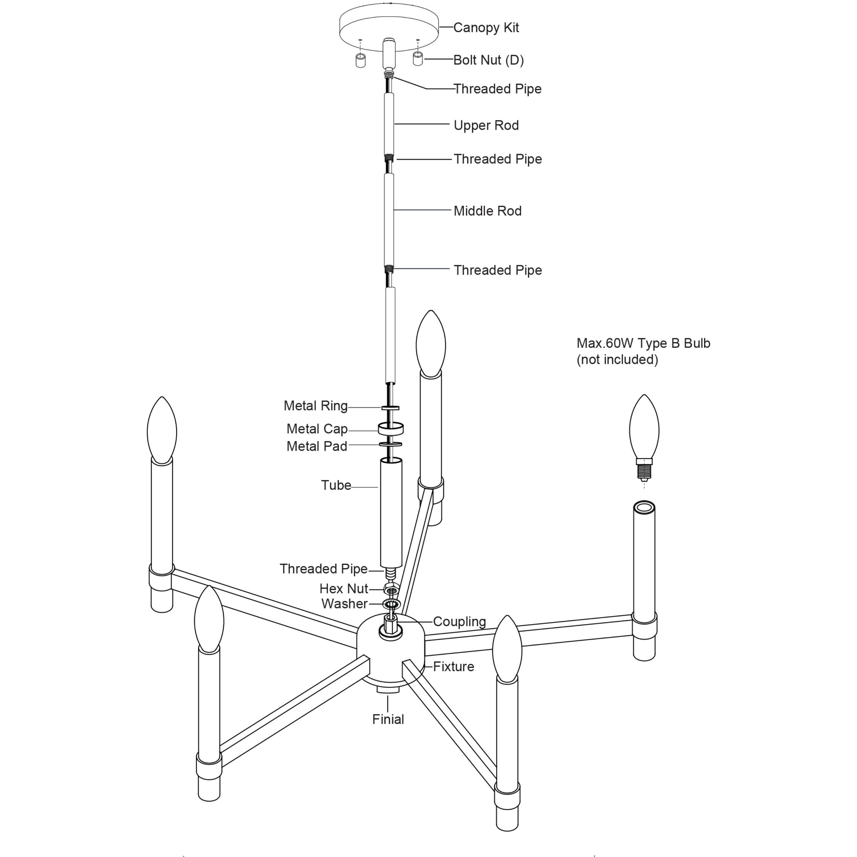 Damen LED 25 inch Matte Black and Natural Brass Chandelier Ceiling Light