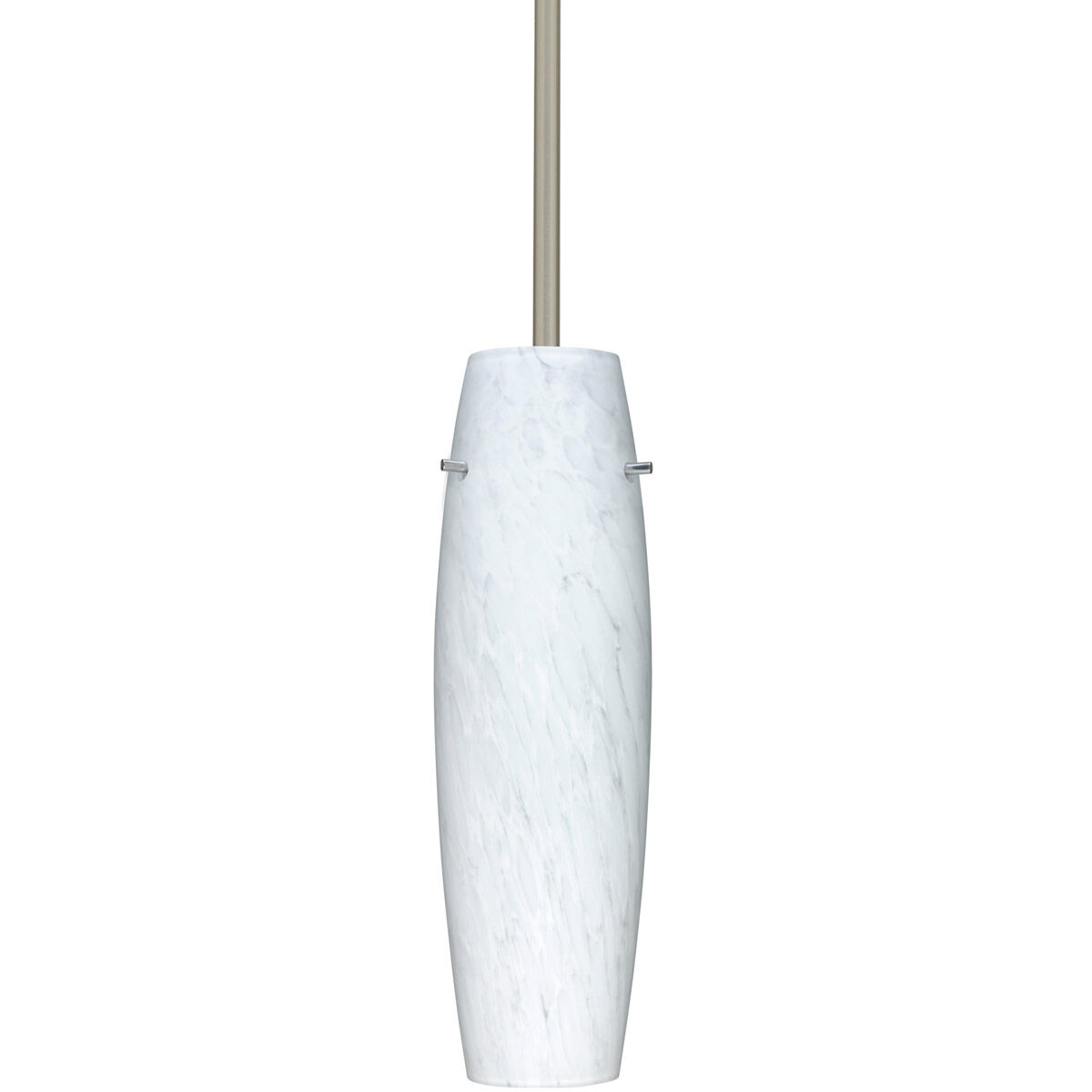 Suzi LED Satin Nickel Stem Pendant Ceiling Light in Carrera Glass