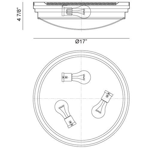 Fresh Colonial 3 Light 17 inch Chrome Flush Mount Ceiling Light