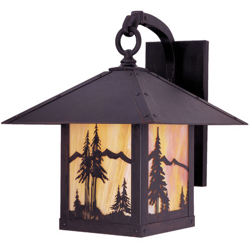 Timber Ridge 1 Light 13 inch Pewter Outdoor Wall Mount in Gold White Iridescent, Mountain Filigree