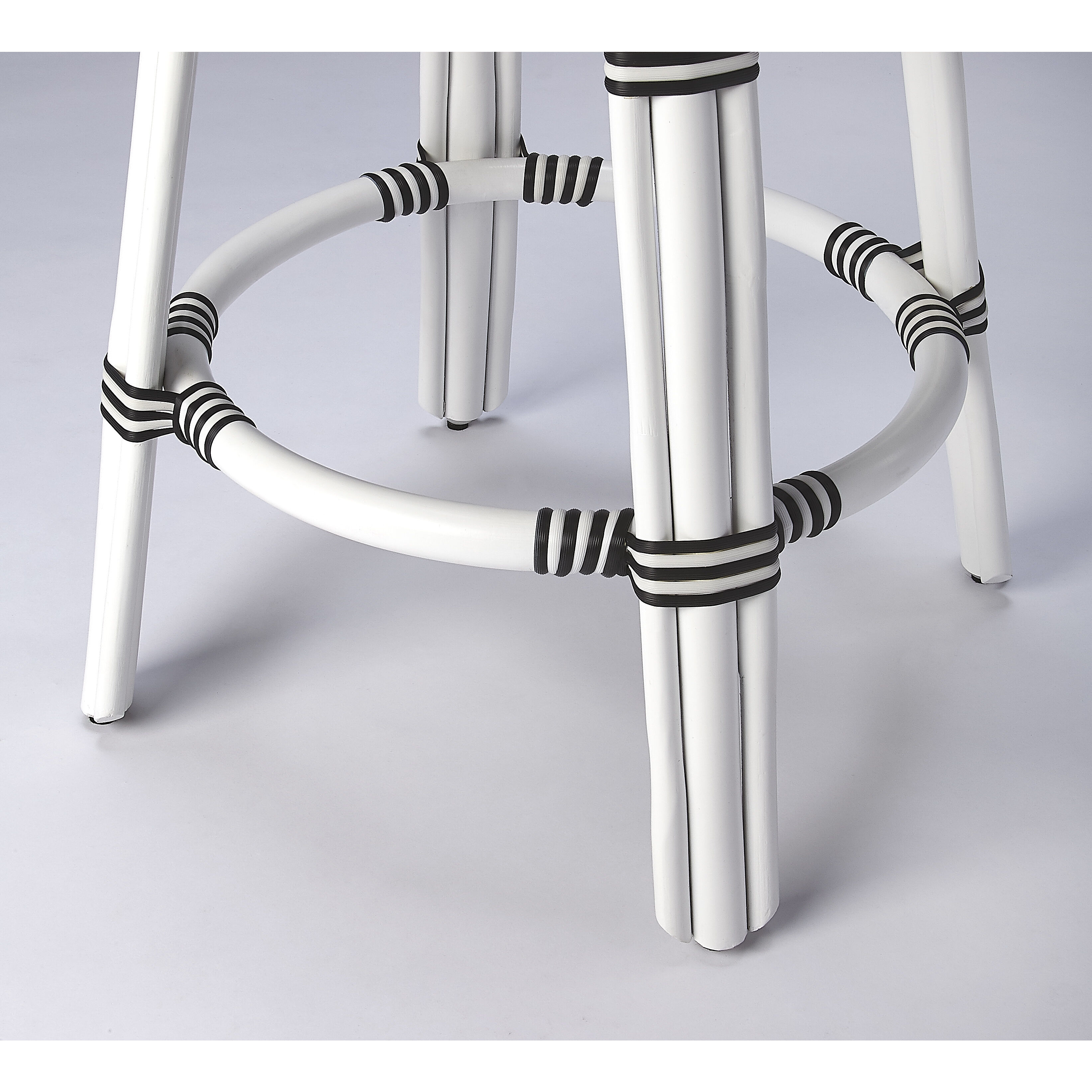 Designer'S Edge Tobias Black & White Rattan 24 inch White Barstool