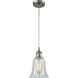 Ballston Hanover LED 6.25 inch Brushed Satin Nickel Mini Pendant Ceiling Light in Mouchette Glass, Silver, Ballston