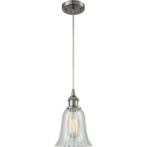Ballston Hanover LED 6.25 inch Brushed Satin Nickel Mini Pendant Ceiling Light in Mouchette Glass, Silver, Ballston