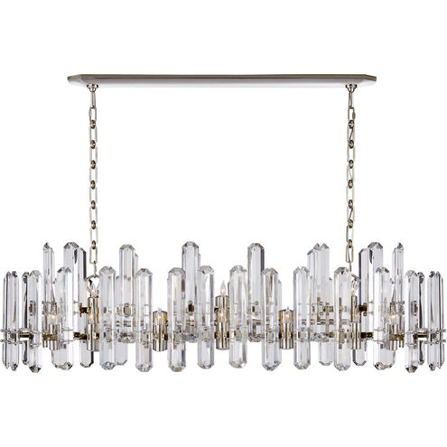 AERIN Bonnington 24 Light 55 inch Polished Nickel Linear Chandelier Ceiling Light in Crystal, Large