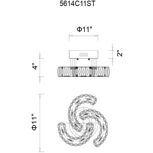 Vienna LED 11 inch Chrome Flush Mount Ceiling Light