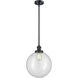 Franklin Restoration Beacon LED 12 inch Matte Black Mini Pendant Ceiling Light in Clear, Franklin Restoration