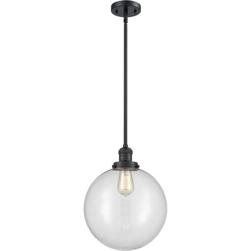 Franklin Restoration Beacon LED 12 inch Matte Black Mini Pendant Ceiling Light in Clear, Franklin Restoration