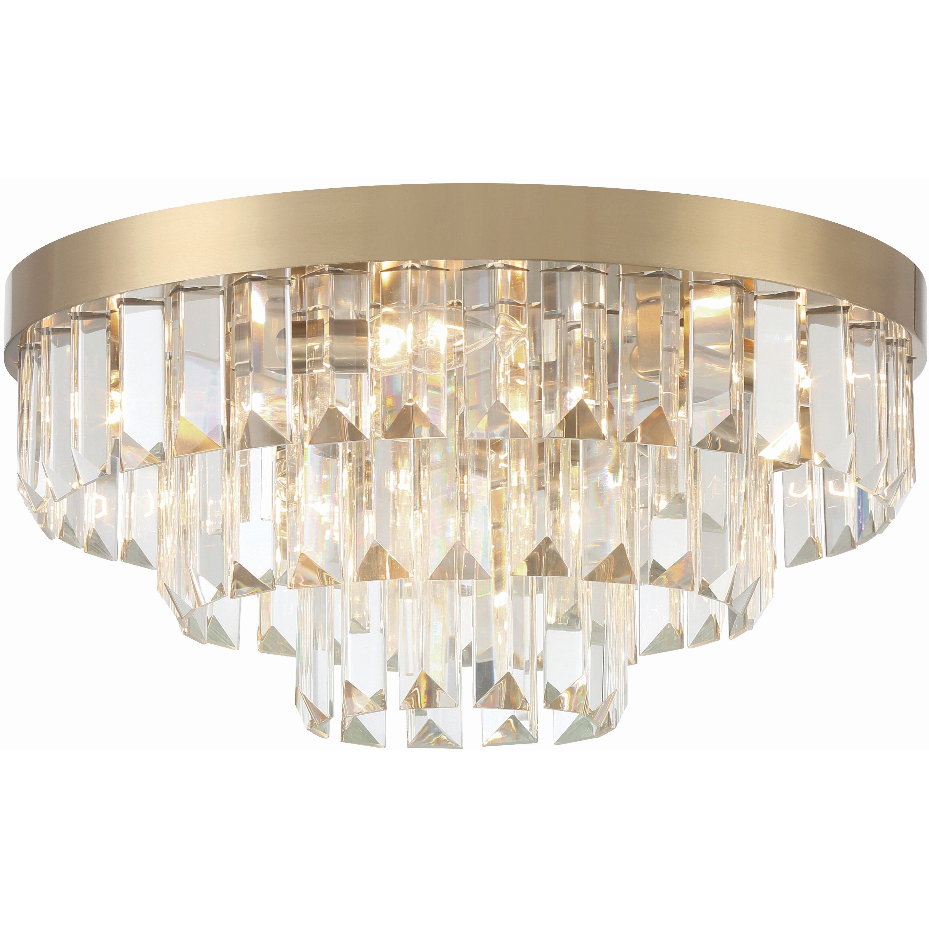 Hayes 8 Light 18 inch Aged Brass Flush Ceiling Light