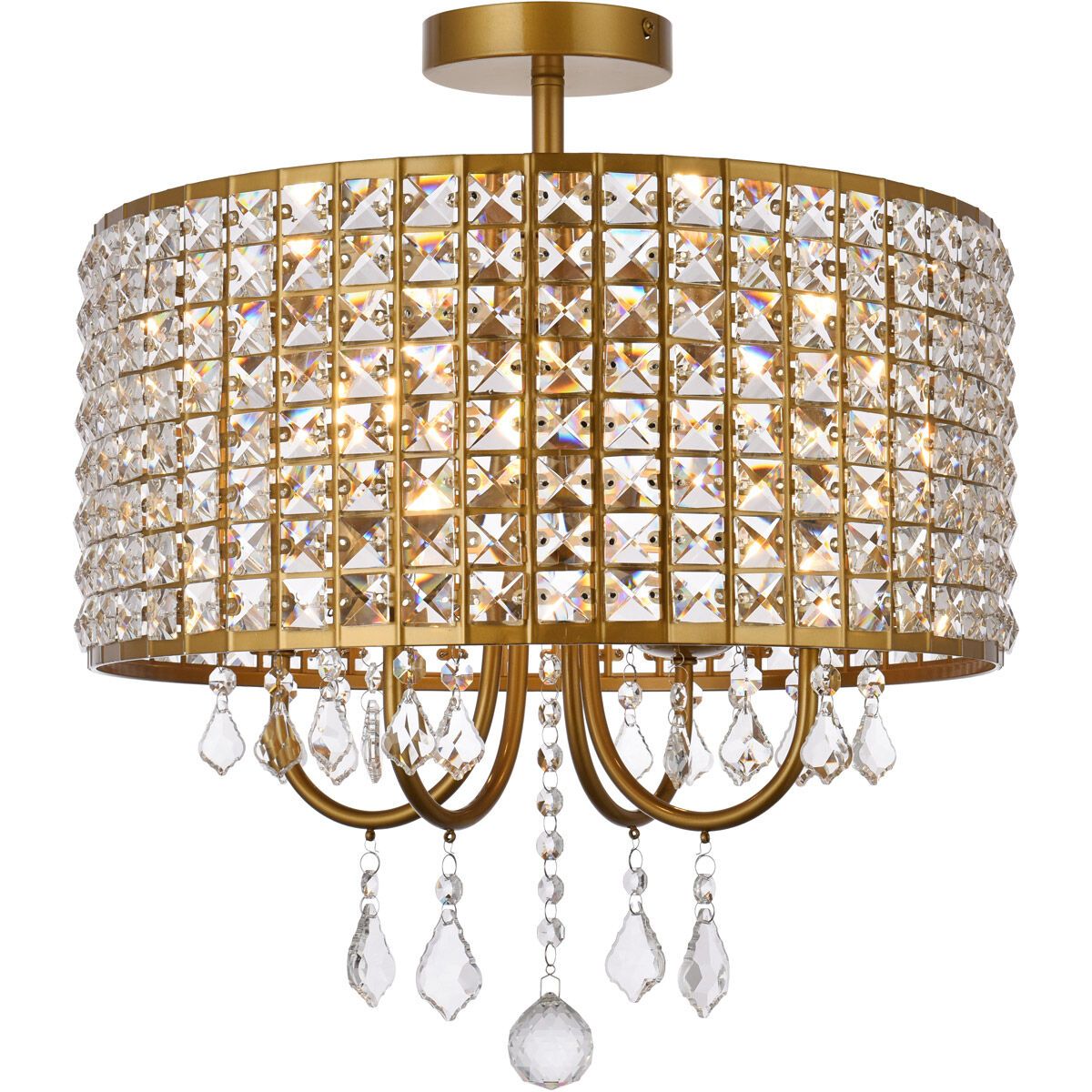 Elise 4 Light 17 inch Brass Flush Mount Ceiling Light