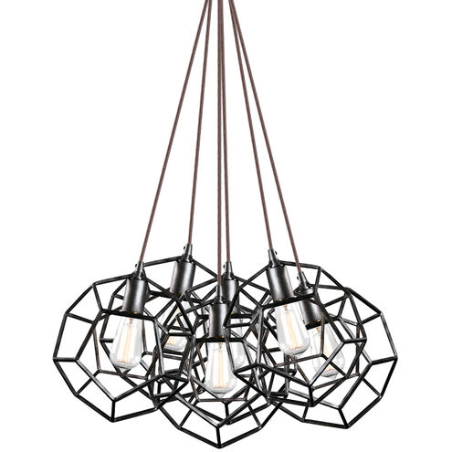 Geometry Series 6 Light 25 inch Rusty Black Pendant Ceiling Light