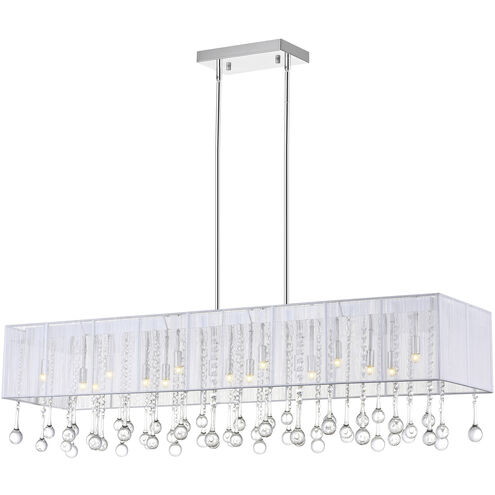 Water Drop 17 Light 48 inch Chrome Island/Pool Table Light Ceiling Light in White / Clear