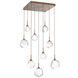 Gem LED 30.1 inch Burnished Bronze Chandelier Ceiling Light in 3000K LED, Clear, Square Multi-Port