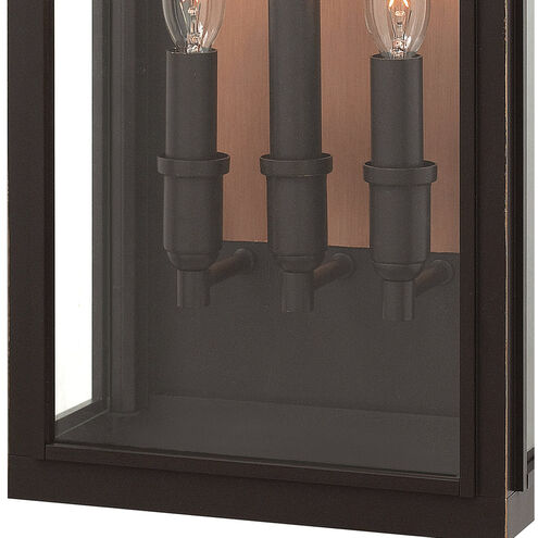 Sutcliffe LED 22 inch Oil Rubbed Bronze with Antique Copper Outdoor Wall Mount Lantern, Large