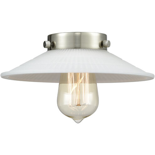 Franklin Restoration Halophane LED 8.5 inch Polished Nickel Mini Pendant Ceiling Light in Matte White Halophane Glass, Franklin Restoration