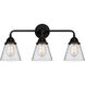 Nouveau 2 Small Cone LED 24 inch Matte Black Bath Vanity Light Wall Light in Clear Glass