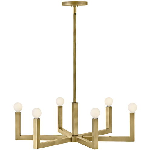 Ezra 6 Light 27 inch Heritage Brass Indoor Chandelier Ceiling Light