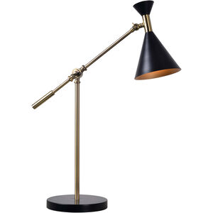 Arne 9 inch 40.00 watt Antique Brass With Black Accents Desk Lamp Portable Light