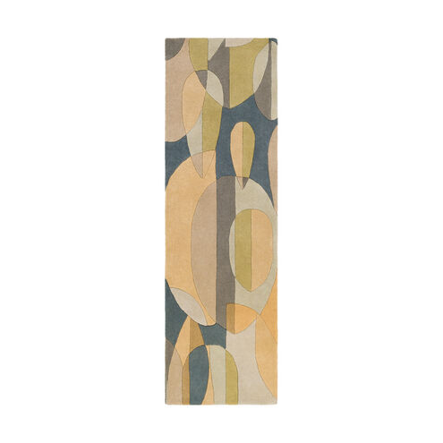 Philadelphia 96 X 30 inch Denim/Sea Foam/Tan/Light Gray/Wheat Rugs, Wool