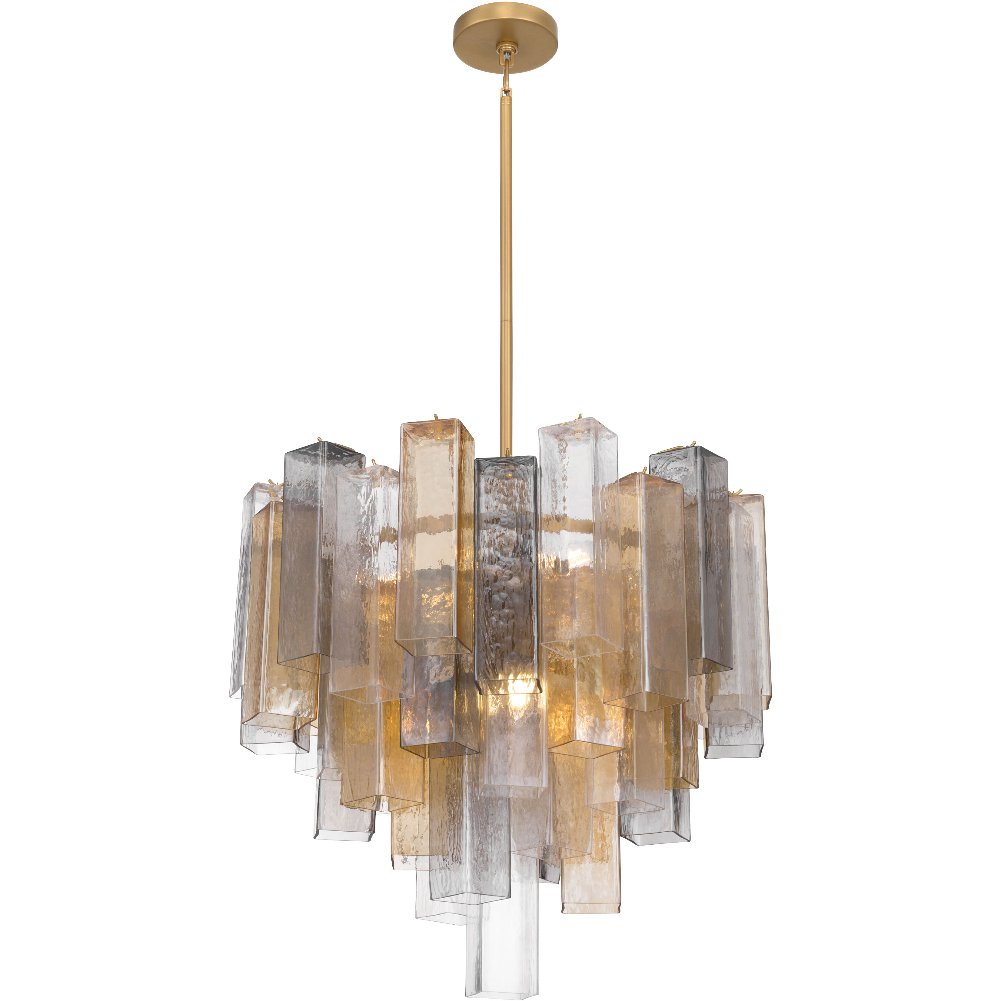 Torvento 9 Light 25.25 inch Legacy Brass Pendant Ceiling Light in Clear,  Grey and Amber Handmade Glass