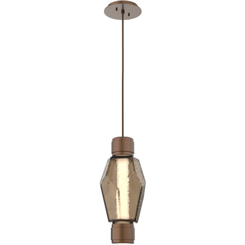 Gem Mandrel LED Burnished Bronze Pendant Ceiling Light in 3000K LED, Bronze Blown Glass