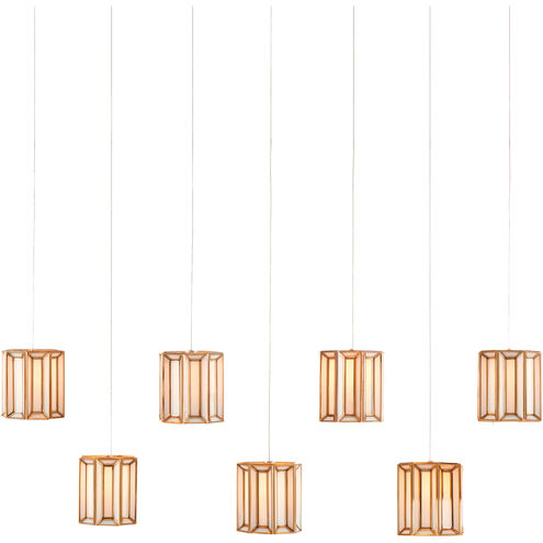 Daze 7 Light 60 inch White and Brass with Silver Multi-Drop Pendant Ceiling Light