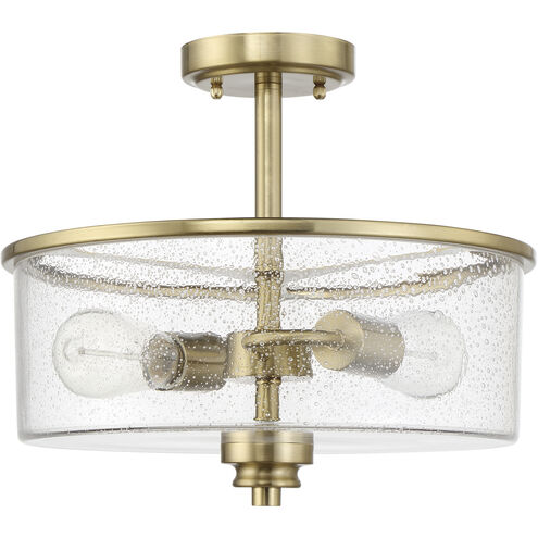 Bolden 2 Light 18 inch Satin Brass Convertible Semi Flush Ceiling Light in Clear Seeded