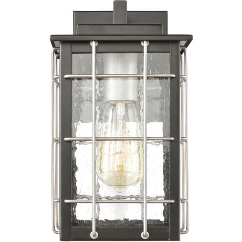 Brewster 1 Light 11 inch Matte Black with Weathered Zinc Outdoor Sconce