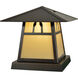 Carmel 1 Light 8 inch Satin Black Outdoor Column Mount in Gold White Iridescent, T-Bar Overlay, T-Bar Overlay