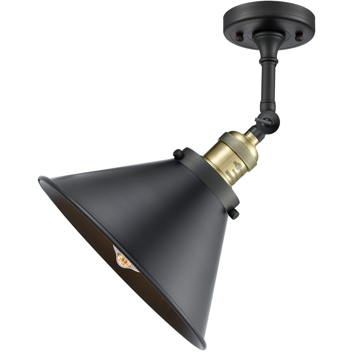 Franklin Restoration Briarcliff LED 10 inch Black Antique Brass Semi-Flush Mount Ceiling Light, Franklin Restoration