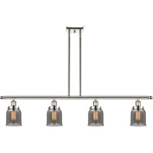Ballston Small Bell 4 Light 48 inch Polished Nickel Island Light Ceiling Light in Plated Smoke Glass